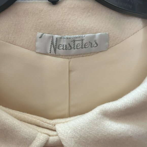 Vintage Neusteters Women's Lined Cream Mid Length Coat Size L - Picture 3 of 6
